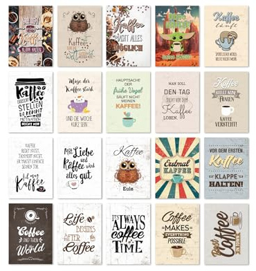 TypeStoff 20er Postkarten-Spar-Set – Kaffee – DIN A6, 20 verschiedene Motive mit Sprüchen und Zitaten für viele Gelegenheiten – DIN A6 – PK-01349