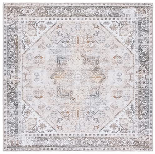 SAFAVIEH Traditionell Teppich für Rug Ideal für stark frequentierte Bereiche - Maschinenwaschbar und rutschfest - Tucson Collection, Kurzer Flor, in Beige und Grau, 120 X 180 cm