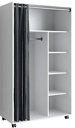 Vicco Kleiderschrank Doros, Flügeltürenschrank, Weiß, 100 x 168 cm mit Rollen