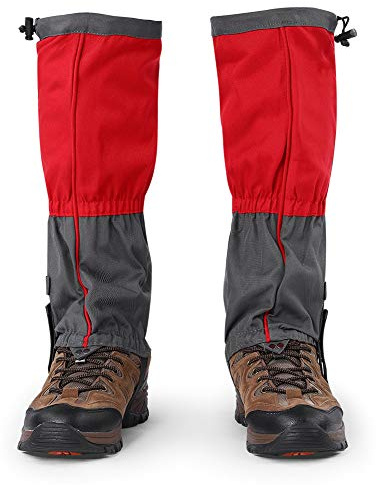 Zipper Leg Gaiter, 2Pcs Outdoor Waterproof Sports Climbing Hiking Legging Gaiters Shoe Boots Cover For Adult, Hiking Shoe Boots Cover (Röd)