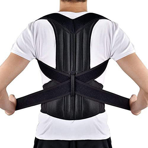 S-5XL Große Größe, vollständiger Rückenstützgürtel, Haltungskorrektur, Brace-Trainer, bietet Schmerzlinderung, Nacken, Schlüsselbein, Schulter, Rückenstütze, Glätteisen, Buckelkorrektur (Farbe: Grau,