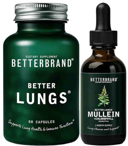 Betterbrand Better Lungs Health Pack - Better Lungs Capsules & Mullein Leaf Tincture Drops | Complete Respiratory Health Supplement | Pack - 30 Days Supply