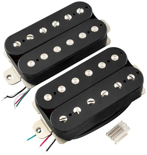 Musiclily Pro LP-OMHA Alnico 5 Uncovered Humbucker Tonabnehmer Hals Steg Pickups Set 7,5K/16K für E-Gitarre, Schwarz | Uncovered, 7.5K/16.6K, for E-Gitarre