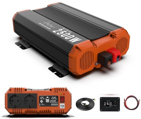 Générique Convertisseur Pur Sinus 5000W 12V à 220V, Onduleur de Puissance, Adapté pour la Maison et Les Véhicules Récréatifs, avec 2 Prises EU et Télécommande.