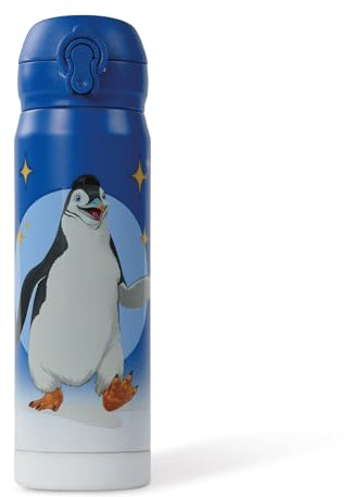 AWAVE Die Schule der Magischen Tiere Edelstahl Trinkflasche Kinder 380 ml Blau Juri Wasserflasche Kohlensäure geeignet Auslaufsicher Thermosflasche Einhandöffnung, für Schule Kindergarten Reisen