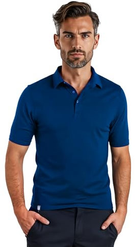 ALPIN LOACKER Merino Shirt Herren Kurzarm I Antischweißshirt I Merinowolle Tshirt I Thermooberteil atmungsaktiv, Polo Blau M
