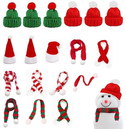 FYZSJWL 18 Stück Mini Weihnachtsmütze, Mini Weihnachtsmütze Und Schal Set, Flaschenverschluss, Lutscherhut, Mini-Strickmütze Des Weihnachten, für Tischdekoration Flaschen Zum Befüllen Weihnachten
