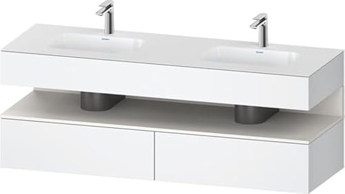 Duravit Qatego lavabo encastré avec meuble sous-lavabo en console, 1600x550x600mm, niche blanche supermat, lavabo double, QA4797084180010, Couleur: blanc