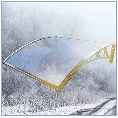 Tettoia per finestra in policarbonato per patio, tenda da sole ad arco per porta d'ingresso, copertura per ingresso esterno grondaia impiombata frangisole, protezione solare da pioggia e neve antigra