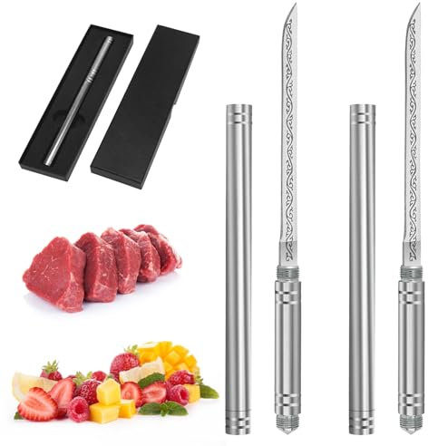 Coltello da frutta portatile multiuso all'aperto con fodero, mini coltello a bastoncino in acciaio inox, coltello a bastoncino un coltello da frutta, coltello per il campeggio, il picnic (2 pezzi)