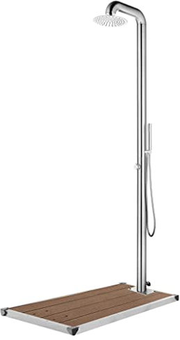 XGWKCNV Piscine & Spa Douche de Jardin avec Base Marron 230 cm Inox Accessoires Piscine & Spa