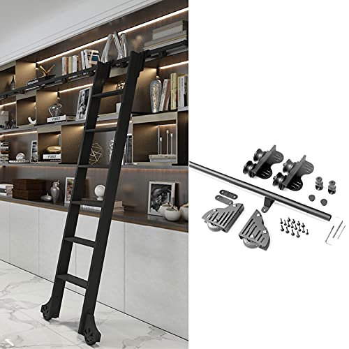 CuNtoHHH Rollleiter-Hardware-Bibliothek, Schiebeleiter-Hardware-Kit, komplettes Hardware-Set für Schiebeleiter-Hängeschiene + Verlängerungsschiene (Keine Leiter) (Größe: 6,6 Fuß/200 cm)