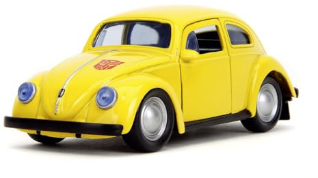 Jada Toys Transformers Bumblebee Auto Volkswagen Beetle (14 cm) - VW Käfer Modellauto aus Metall, Filmauto mit Freilauf und Türen zum Öffnen, für Fans & Sammler ab 8 Jahre