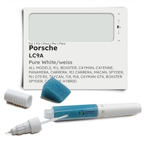 Genuine Colors Lackstift Pure White Weiss LC9A für Porsche Weiß 911 Boxster Cayman Cayenne Panamera Carrera MACAN Spyder GT3 RS TAYCAN 718 918 GT4 HYBRID