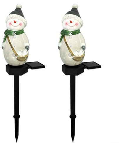 HOHOVYVY 2 Stücke LED Gartenstecker Weihnachten, Gartenbeleuchtung Weihnachten, Weihnachten Dekoration Solar Boden Nette Schneemann Outdoor Rasen Hof(Snowman)