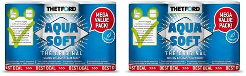 Thetford Aqua Soft Camping Toilettenpapier 6 Rollen (Packung mit 2)