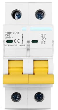 KVEIYIIC Courbe de disjoncteur 2P DC 600V, fusible à Courant continu unipolaire for Couvercle de sorcière PV(2P 50A)