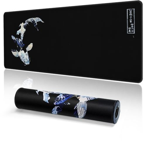EFISH Tapis de Souris de Jeu Japonais XXL 800 x 300 mm Grand Tapis de Bureau Bords Cousus Imperméable Antidérapant pour PC, MacBook, Ordinateur Portable Améliore la précision et la Vitesse. (A3)