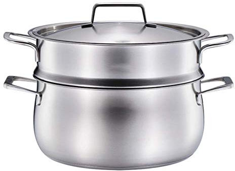 OOMRNV Vaporiera in Acciaio Inossidabile, vaporiera con Coperchio in Vetro e cestelli impilabili Liberamente per Alimenti a Specchio lucidato