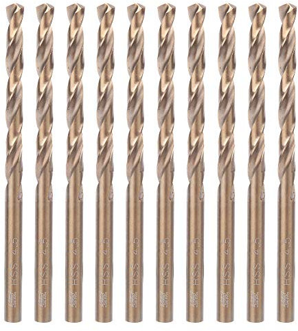 Punte elicoidali da 10 pezzi, punte elicoidali in acciaio ad alta velocità con codolo cilindrico Punte elicoidali in acciaio ad alta velocità per piastra di ferro in acciaio