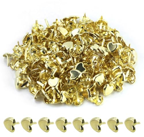 220pcs Mini Herzförmige Brads Musterklammern Herz Metall 9MM Verschlussklammern Gold Klammern Musterbeutelklammern Bastelklammern für DIY, Scrapbooking, Basteln, Kartenherstellung, Handwerk, Kinder
