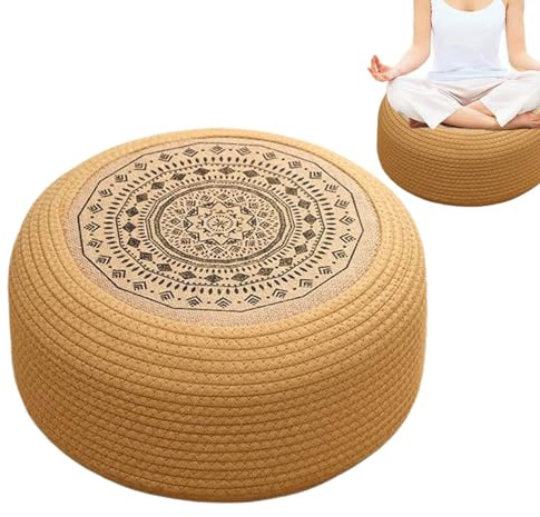 Cojín de Tatami para Suelo | Cojín de Paja Trenzada para Asiento, Tatami Estilo japonés Transpirable para Yoga, meditación Zen y decoración del hogar con reposapiés de Tela