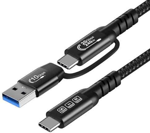 YIWENTEC USB C 240W USBC 3.2 Gen2 20Gbps Datos 4K @ 60Hz Salida de Vídeo