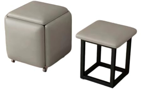 Generico Sedia a cubo impilabile con poggiapiedi, sgabelli combinati con ruote, sedia a cubo impilabile, for soggiorno, sala da pranzo, camera da letto (45x45x45 cm)(Color 2,45x45cm)