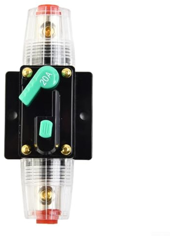Besttoolifes Disjoncteur de réinitialisation du fusible 10 a-100 A 12 V-48 V CC hydrophobe pour voiture bateau audio avec protection contre les surcharges et plan de montage sur panneau (20 A)