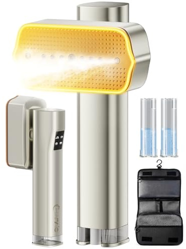 HAPAIS Travel Steamer Clothing 2-in-1,Dual Tanks Total 200ml,25-Min Continuous Steam, 1300W Clothes Steamer handheld with 4 Modes,with Storage Pouch for Travel/Home