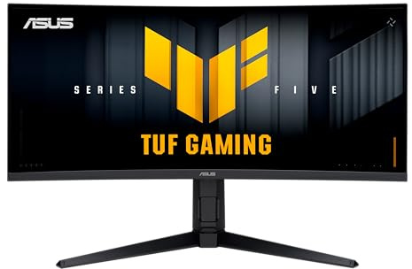 ASUS TUF GAMING VG34WQL5A, Monitor Gaming Curvo Serie 5 da 34 WQHD, Nero | Fast VA (3440x1440), 0,5ms (GTG), Doppia Modalità (WQHD 200Hz or HD 400Hz), ELMB SYNC, DisplayWidget Center, Gaming AI