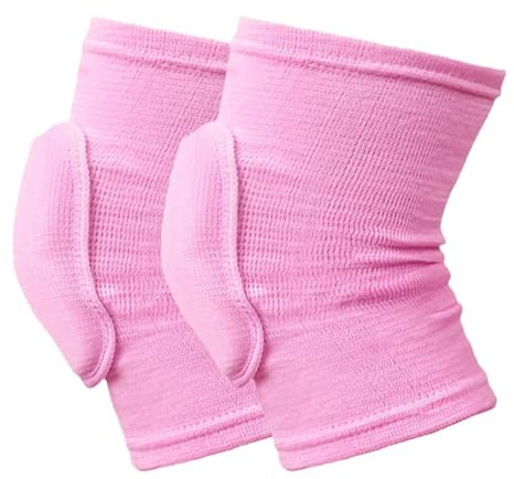 SparklWLeaf Sportkniebandage 2 stücke Sport Kompression Knie Pads Elastische Protector Verdickt Schwamm Brace Unterstützung for Tanzen Workout Training für Basketball Tennis Yoga Gartenarbeit(Pink,L)