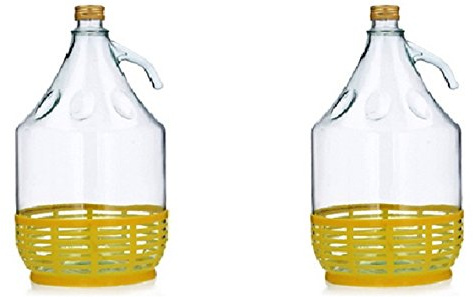 lilawelt24 Pack of 2 5 Litre Glass Balloon with Plastic Basket Wine Balloon Fermentation Balloon Glass Bottle