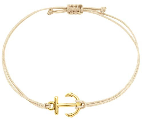 Selfmade Jewelry Armband Damen Gold Anker Handgemachtes Makramee Armbändchen Größenverstellbar Inkl. Geschenk-Verpackung