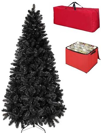 Totò Piccinni Albero di Natale Artificiale NOEL, Folto, Effetto Realistico, Rami a Gancio, Facile Montaggio, PVC, Ignifugo con Borsone (180 cm, Nero)