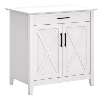 Bush Furniture Key West Secretary Schreibtisch, Akzentschrank mit Arbeitsfläche in Reiner weißer Eiche, 30 B x 20 D, versteckter Schreibtisch und Stauraum für kleine Räume