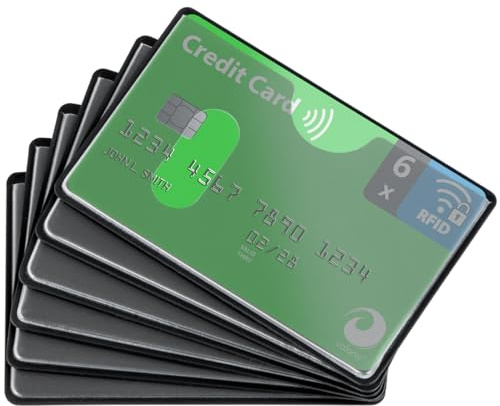 valonic set of 6 RFID blocking sleeves - insertion from the top, Credit Card Protector sleeve for wallet - Protection block for Debit Card and Metro Card