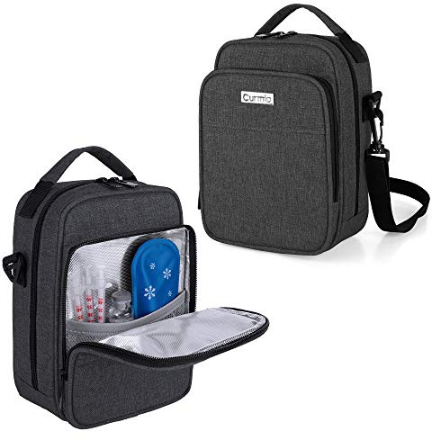 CURMIO Borsa Termica per Insulina con Tracolla, Nero | Custodia da Viaggio per Diabetici, Organizer per Accessori Diabete e Insulina, Solo Borsa
