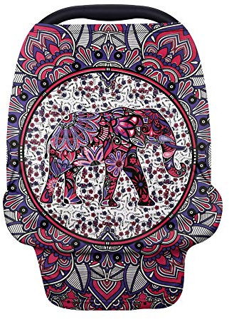 Binienty Babyschale mit indischem Hippie-Elefanten-Aufdruck, Babyschale, Vordach, Babyschal/Schal, für Mädchen, Jungen, Geschenk
