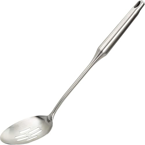 Edelstahl-Kochlöffel, 38,1 cm, großes Metall-Sieb, Küchenutensil zum Kochen, Servieren und Mischen, spülmaschinenfest, langer Löffel mit Löchern