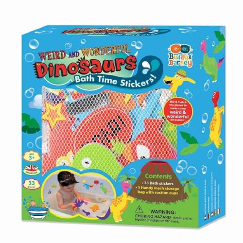 Buddy & Barney , Weird & Wonderful Dinosaurs Bath Stickers , Bath Toys for Babies 1 2 3 4 5 Year olds Fun Bath Toy Toddlers Girls Boys