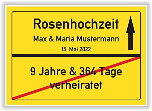 Rosen Hochzeit Ortsschild Rosenhochzeit 10 Hochzeitstag Deko Bild Geschenk 10 Jahre verheiratet Mann Frau Ehepaar