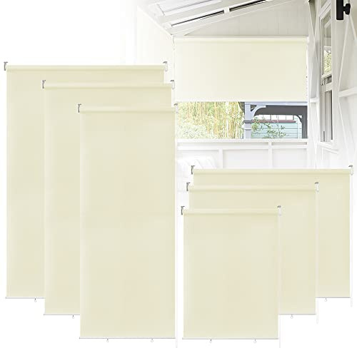 UISEBRT Estor enrollable para exteriores, toldo vertical, estor enrollable opaco, estor enrollable para balcón exterior, pantalla de privacidad, sombreado, protección solar, protección UV (18