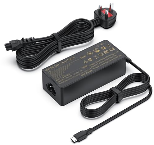65W USB-C Laptop Charger for Acer, Lenovo ThinkPad, HP, Dell XPS, MacBook Air/Pro, ASUS Chromebook & More | Type C PD Fast Charging UK Plug