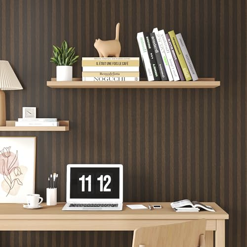 FunStick Papier peint autocollant effet bois 3D pour mur, cuisine, armoire - Lattes marron - Vinyle adhésif pour meubles et chambre 40 cm × 2 m