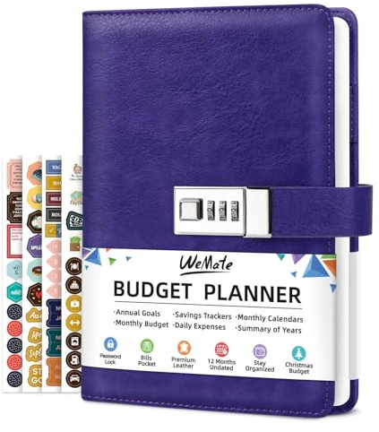 WEMATE Budget Planner 2026 with Lock, Purple