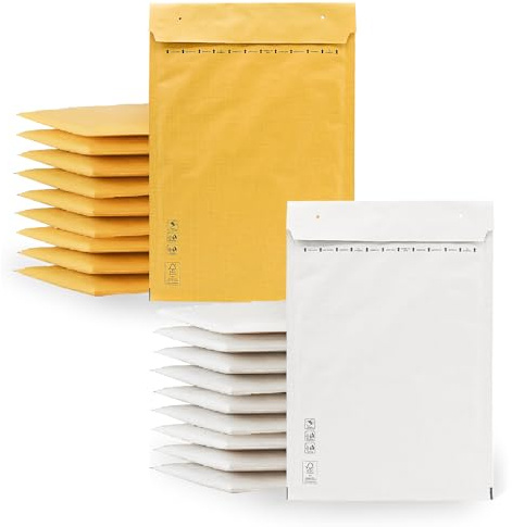 m-office Luftpolsterumschläge, Luftpolsterumschläge, Kraft-Weiß, Versandtaschen für Pakete, verschiedene Größen, m-office (180 x 260 mm, 20 Stück)