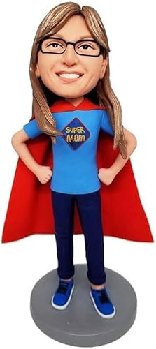 mydedor Individuelle Wackelkopf-Figur, individuelle Puppe, Super Mom Custom Wackelkopf, Wackelkopf-Figuren, handgefertigt, personalisierte Skulptur, Geschenk für Frauen