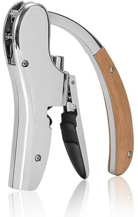 E.Palace Rabbit Wine Opener, Lever Style Wine Bottle Opener with Wooden Handle, Professional Stainless Steel Corkscrew with Foil Cutter, Wine Gift Set