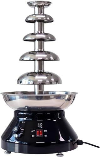 XARONF Chocolate Fountain 5 Tier Hot Chocolate Fondue Fountain Machine Stainless Steel Chocolate Melting Pot Big Capacity For Chocolate Candy, Cheese(C)